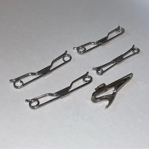 VINTAGE SWANK TIE BAR CLIPS Pat. NO. 75818 Silver/Gold Tone Lot Of 5ea - Picture 4 of 9